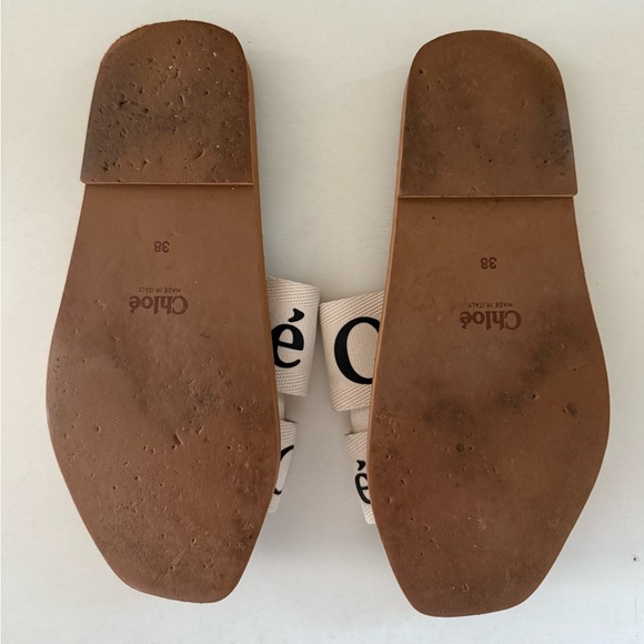 Chloe Woody Cream and Brown Slide Sandals - Picture 4 of 7